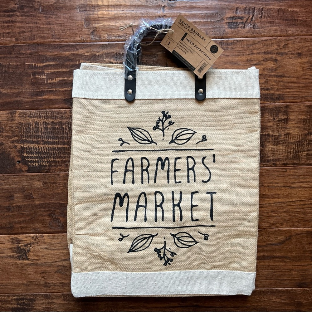 Farmers Market Tote Boho Reusable Grocery Bag with Leather Handle